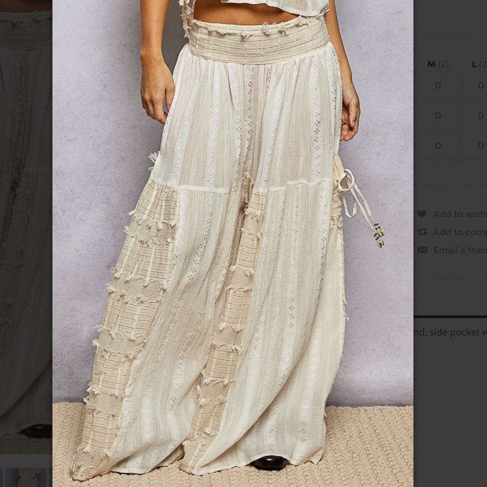 🎉 POL “ AVA “ POL TEXTURED WOVEN WIDE LEG PANTS WITH RUFFLE DETAIL 53